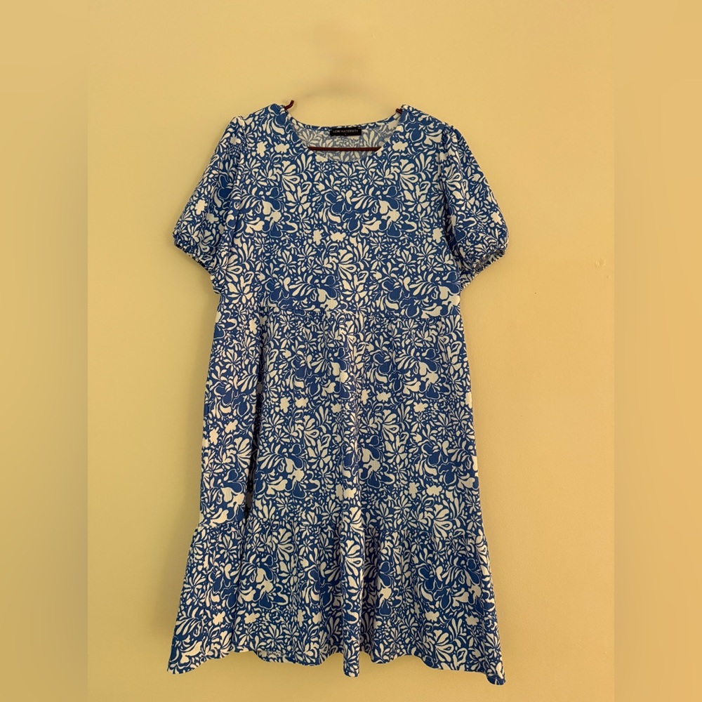 Floral Blue and White Kids Dress